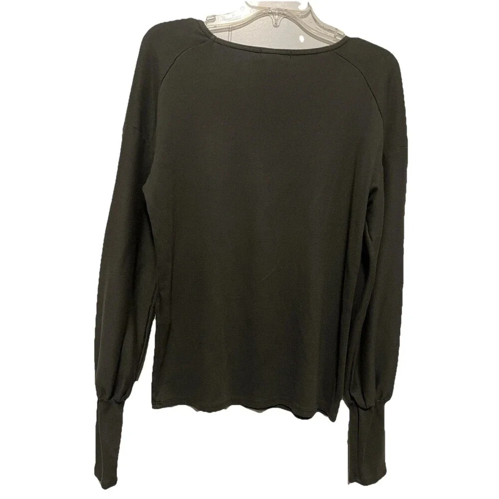 Michael Stars Misha Bishop Sleeve LS XL Top Tarragon Olive Green Cotton Blend
